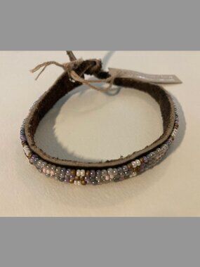 Chan Luu Single Wrap Suede Bracelet Pastel Seed Bead Woven Leather Adjustable